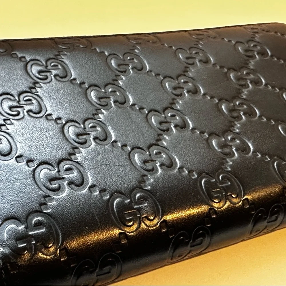 🖤Gucci Black Embossed Leather GG Logo Zip Wallet Guccissima🖤 - Picture 6 of 9